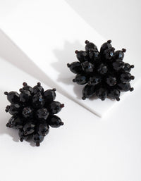Black Faceted Flower Stud Earrings - link has visual effect only