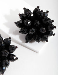 Black Faceted Flower Stud Earrings - link has visual effect only