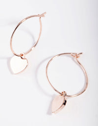 Rose Gold Mini Heart Charm Hoop Earrings - link has visual effect only