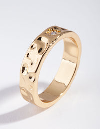 Gold Plated Molten Star Cubic Zirconia Ring - link has visual effect only