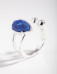 Silver Open Blue Crystal Stone Ring - link has visual effect only