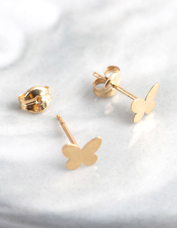 9ct Gold Polished Butterfly Stud Earrings