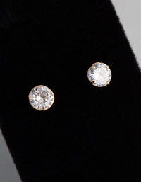 9ct Gold 5mm Round Cubic Zirconia Stud Earrings - link has visual effect only