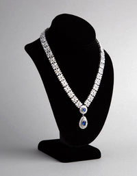 Rhodium Cubic Zirconia Crown Jewels Necklace - link has visual effect only