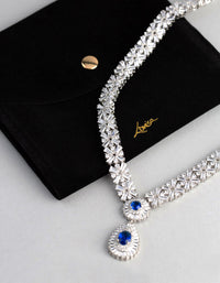 Rhodium Cubic Zirconia Crown Jewels Necklace - link has visual effect only