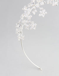 Rhodium Cubic Zirconia Flower Hair Drape - link has visual effect only