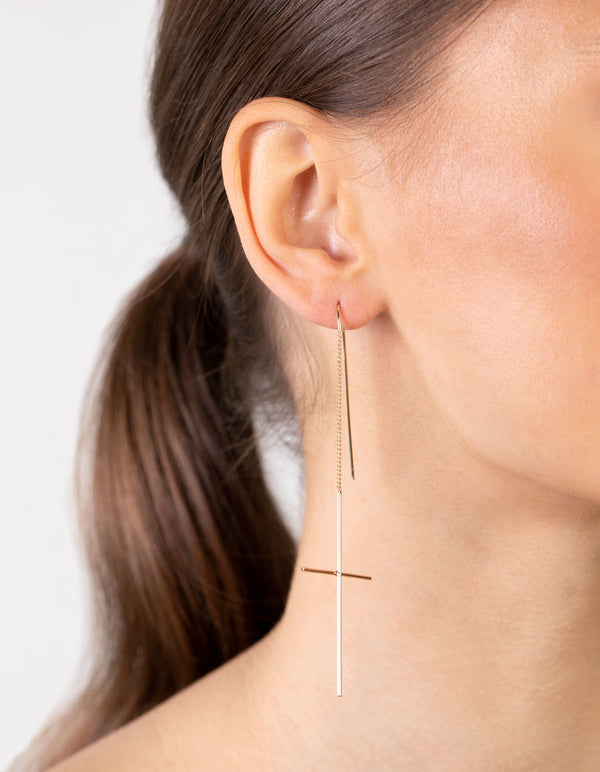 Long dangle hot sale cross earrings