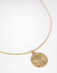 18ct Gold Plated Butterfly Coin Necklace - link has visual effect only