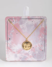 18ct Gold Plated Butterfly Coin Necklace - link has visual effect only