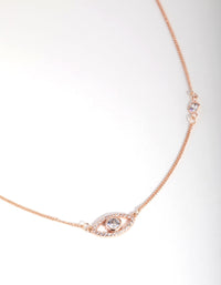 Rose Gold Plated Cubic Zirconia Evil Eye Necklace - link has visual effect only