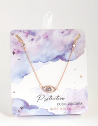 Rose Gold Plated Cubic Zirconia Evil Eye Necklace - link has visual effect only