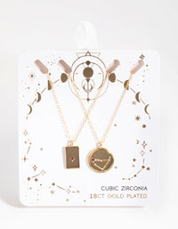 18ct Gold Plated Cubic Zirconia Capricorn Necklace Set - link has visual effect only