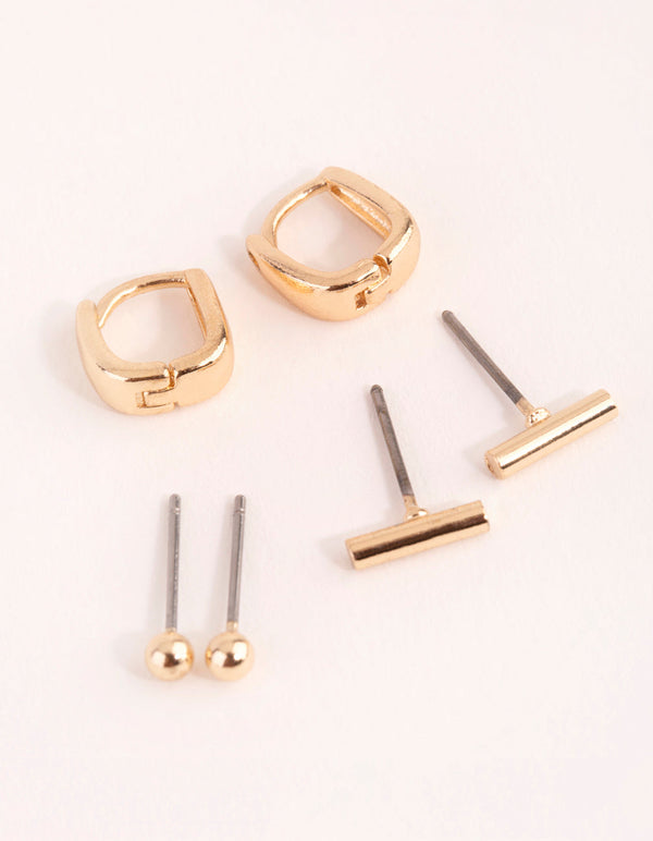 Geometric huggie store earrings