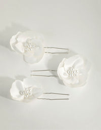 Fabric Pearl Flower Bun Pins - link has visual effect only