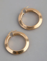 Gold Plated Sterling Silver Greek Key Medium Hoop Earrings - link has visual effect only