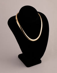 18ct Gold Plated Brass Flat Chain Necklace - link has visual effect only