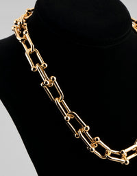 18ct Gold Plated Brass Industrial Link Necklace - link has visual effect only