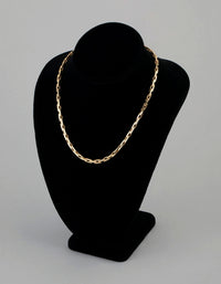 18ct Gold Plated Brass Rectangle Link Chain Necklace - link has visual effect only