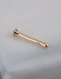 9ct Gold Micro Cubic Zirconia Nose Stud - link has visual effect only