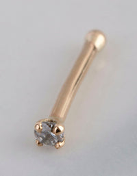 9ct Gold Micro Cubic Zirconia Nose Stud - link has visual effect only