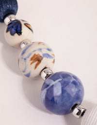 Silver Mixed Porcelain Bead Rope Necklace - link has visual effect only