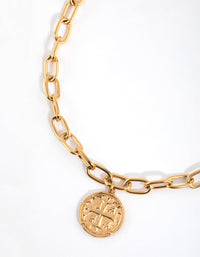 Gold Plated Surgical Steel Coin Oval Chain Necklace - link has visual effect only
