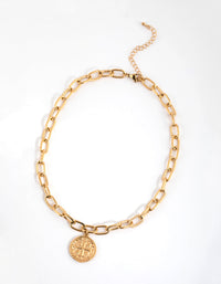 Gold Plated Surgical Steel Coin Oval Chain Necklace - link has visual effect only
