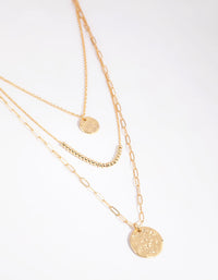 Gold Plated Disc & Ball Necklace Layered Necklace - link has visual effect only