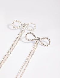 Silver Bow Cup Chain Drop Earrings - link has visual effect only