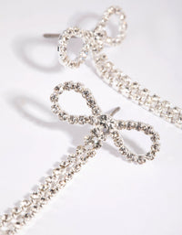 Silver Bow Cup Chain Drop Earrings - link has visual effect only