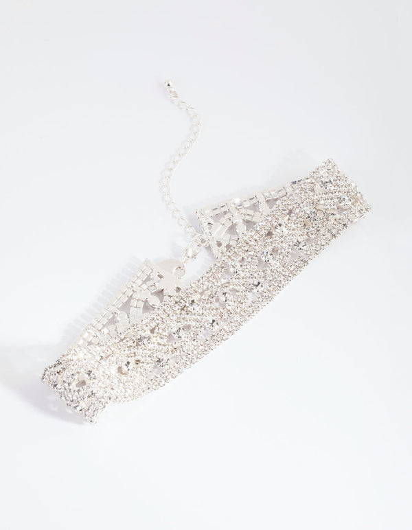 Silver Diamante Statement Choker