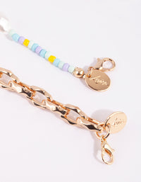 Gold Pearl Chain Fob Necklace - link has visual effect only