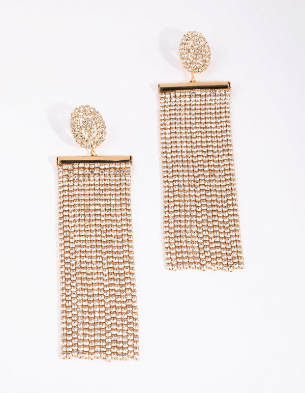 Gold Diamante Drop Earrings