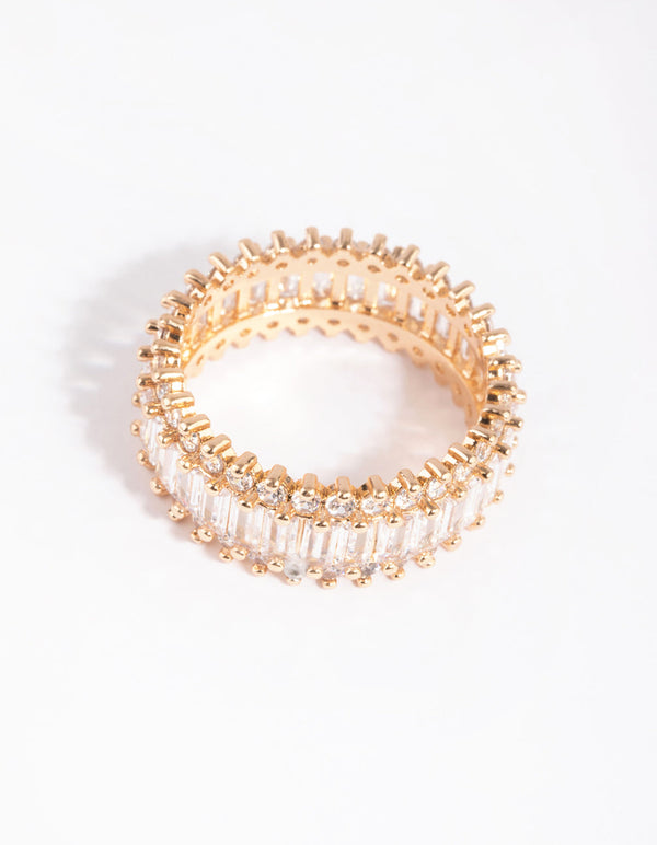 Gold Cubic Zirconia Baguette Ring