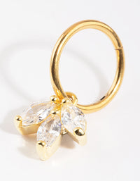 Gold Plated Titanium Marquise Cubic Zirconia Belly Ring - link has visual effect only