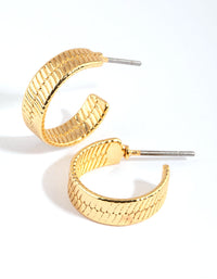 Gold Plated Textured Hoop Earrings - link has visual effect only