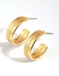 Gold Plated Textured Hoop Earrings - link has visual effect only