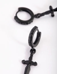 Matte Black Dagger Huggie Hoop Earrings - link has visual effect only