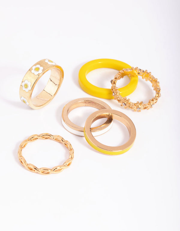 Gold Daisy Ring Pack