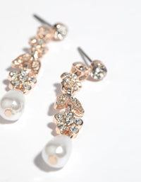 Rose Gold Pearly Floral Drop Earrings - link has visual effect only