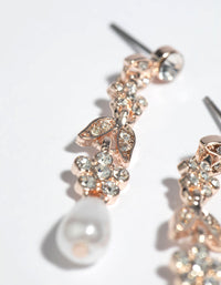 Rose Gold Pearly Floral Drop Earrings - link has visual effect only