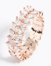 Rose Gold Plated Cubic Zirconia Navette Ring - link has visual effect only