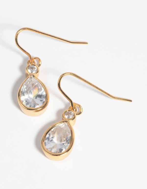 Gold Plated Cubic Zirconia Teardrop Earrings