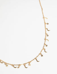 Gold Plated Star & Moon Necklace - link has visual effect only