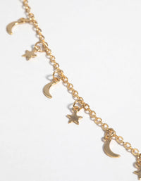 Gold Plated Star & Moon Necklace - link has visual effect only