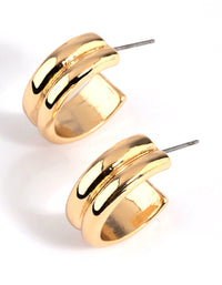 Gold Plated Line Detail Hoop Earrings - link has visual effect only