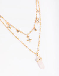 Gold Plated Star & Rose Quartz Layered Necklace - link has visual effect only