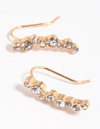 Gold Diamante Curved Crawler Jacket Earrings - link has visual effect only