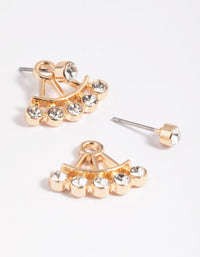 Gold Circular Diamante Jacket Earrings - link has visual effect only