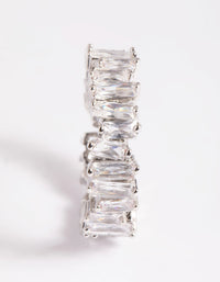 Rhodium Cubic Zirconia Jagged Band Ring - link has visual effect only